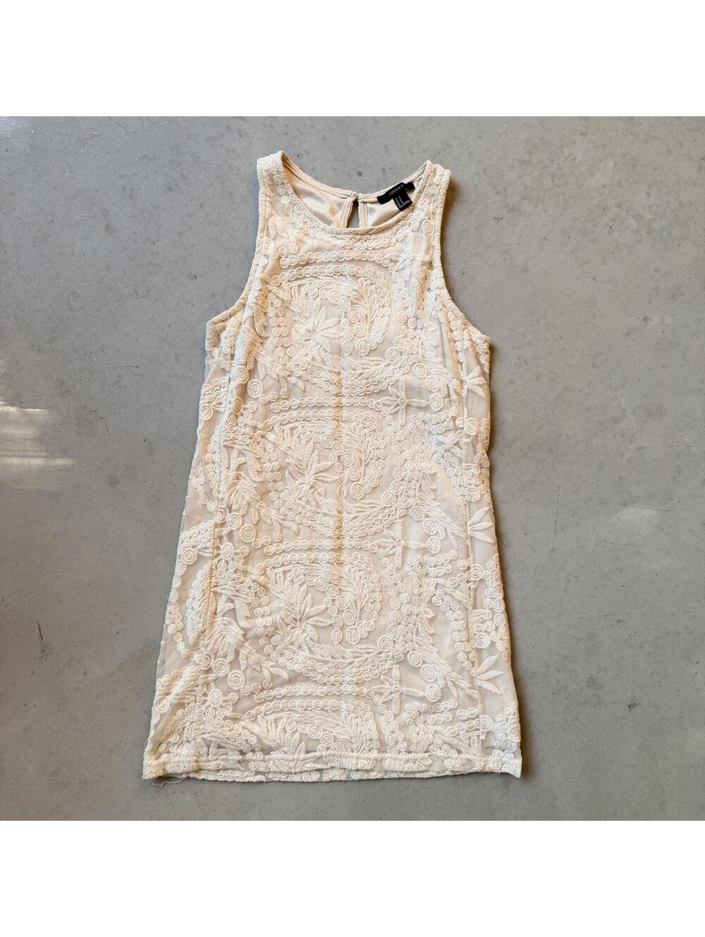 Boho Lace Sleeveless Dress, Cream Size M Forever 21